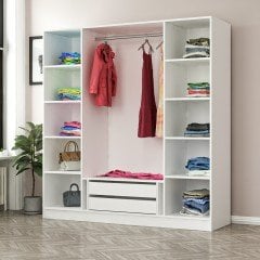 Kale 4 Kapaklı Aynalı 2Ç Dolap - Pera Ceviz