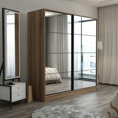 Minar Kale 2 Kapaklı Aynalı Sürgülü Dolap 180 Cm - Dore 190CM