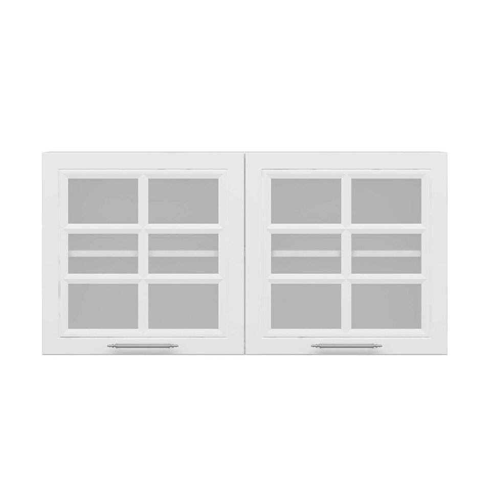 Alvinka Mutfak Modül Mbr_C Üst 2Dk1R 120-H60Cm Dolap Cam Beyaz Beyaz