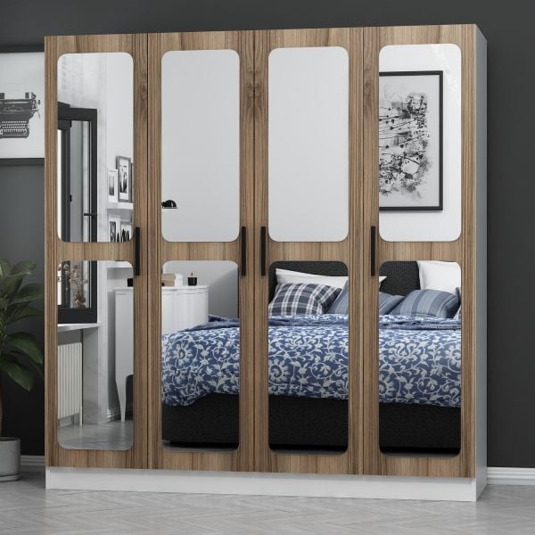 Kale 4 Kapaklı Aynalı 2Ç Dolap - Dore