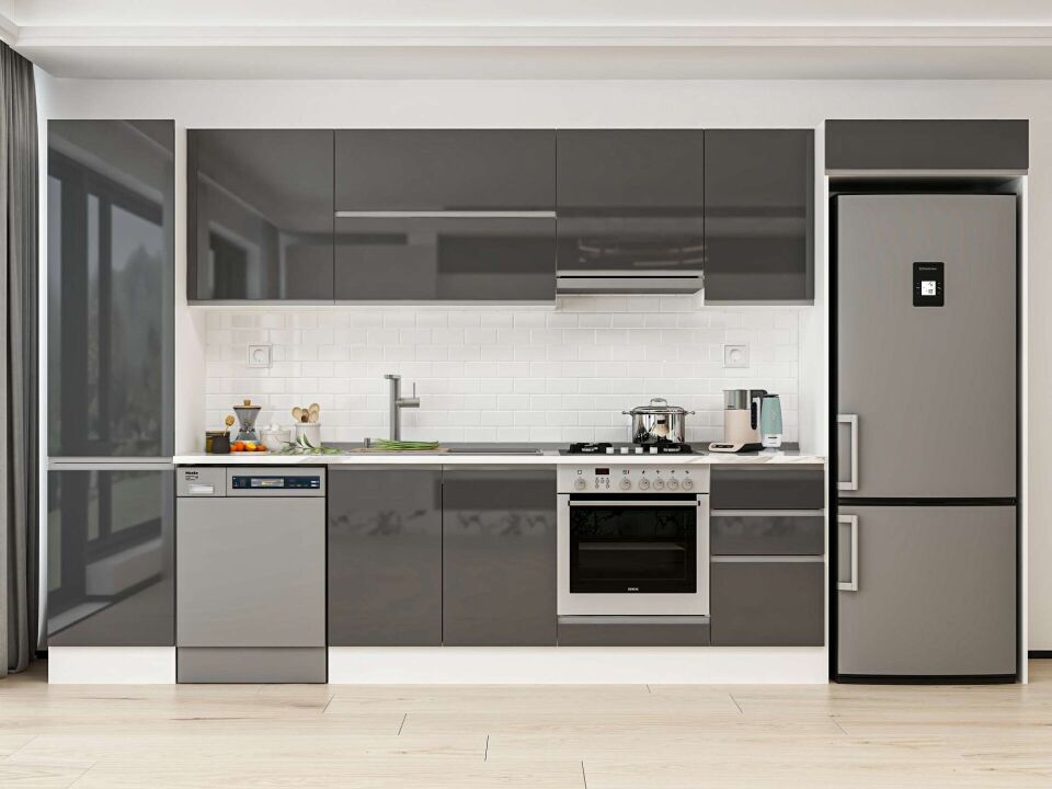Alvinka 385X222 Cm High Gloss Mutfak Dolabı Mbb-E90B50S45-1