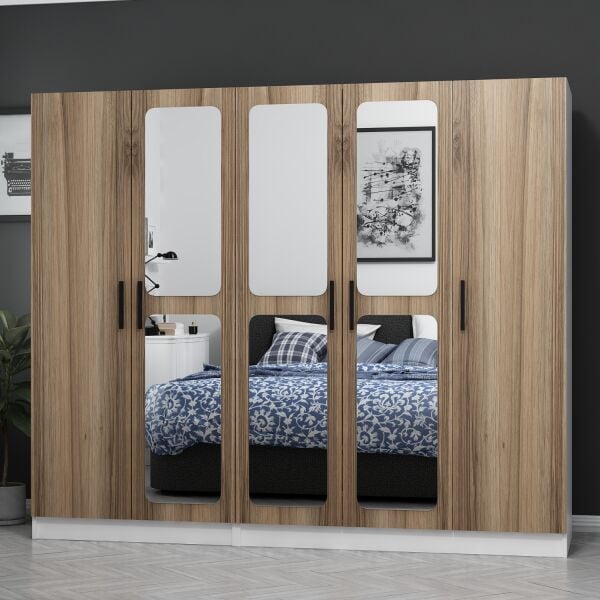 Kale 5 Kapaklı Aynalı 2Ç Dolap - Dore