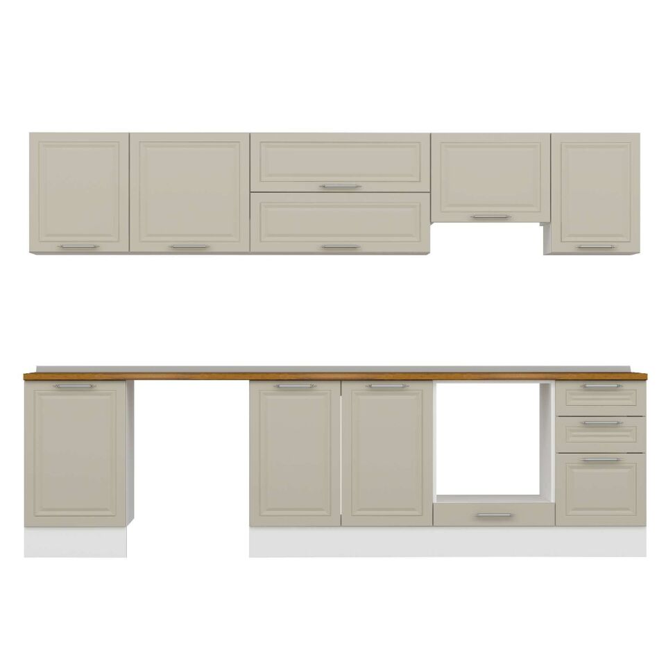 Alvinka 305X210 Cm Klasik Mebran Mutfak Dolabı M-E90S50S45-1 Mebran | Kumtaşı - Suntalam