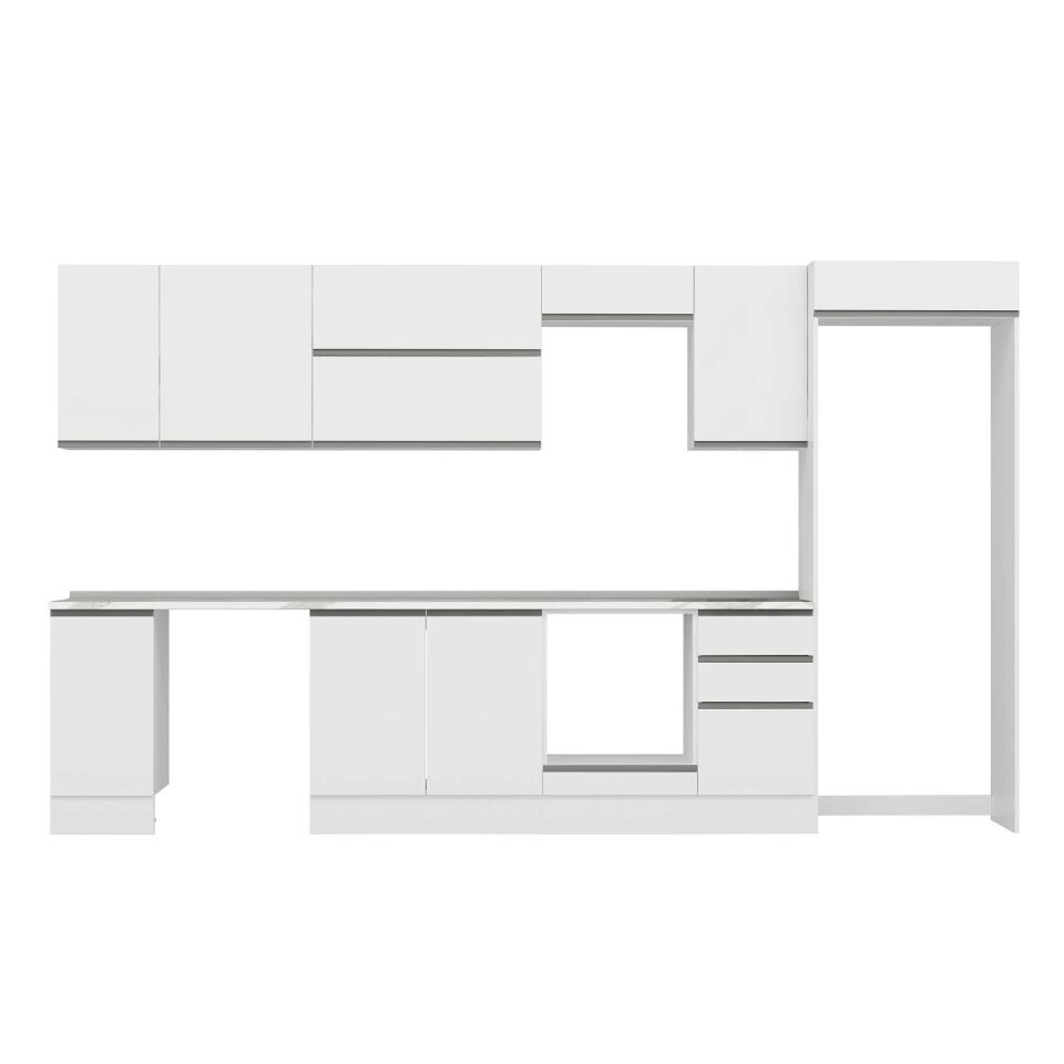 Alvinka 365X222 Cm High Gloss Mutfak Dolabı Mb-E80S40S45-2 High Gloss | Beyaz - Mdf