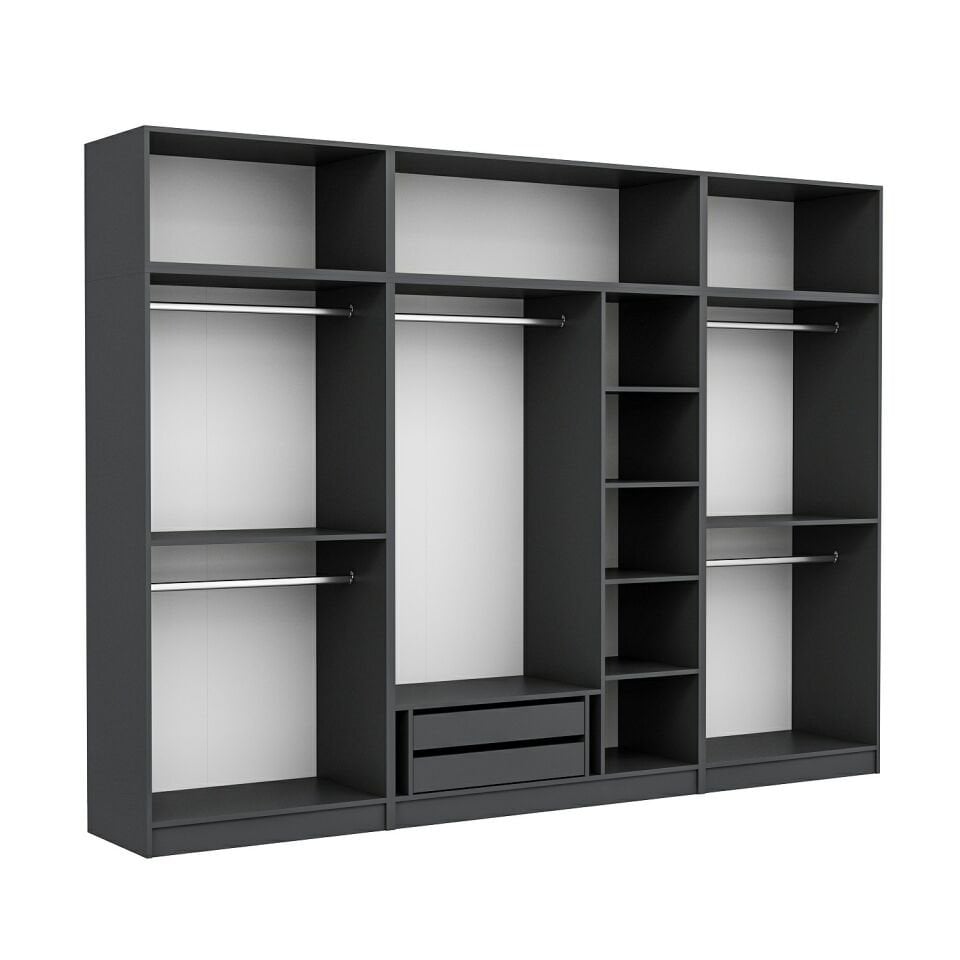 Kale 7 Mebran Panjur Kapaklı 2 Çekmeceli Dolap Ve Yüklük Antrasit