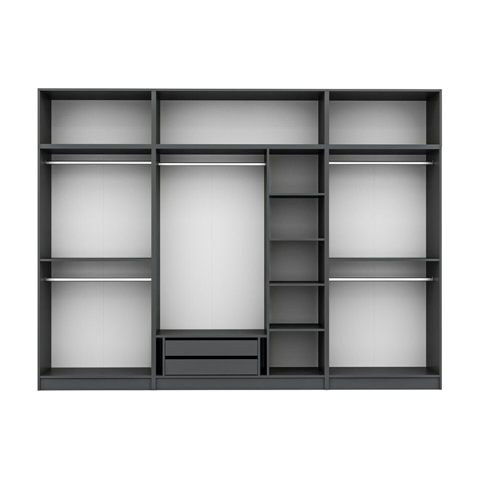 Kale 7 Mebran Panjur Kapaklı 2 Çekmeceli Dolap Ve Yüklük Antrasit