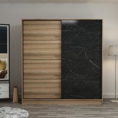 Minar Kale 2 Kapaklı Sürgülü Dolap 180 Cm - Dore/Royal Mermer 210CM