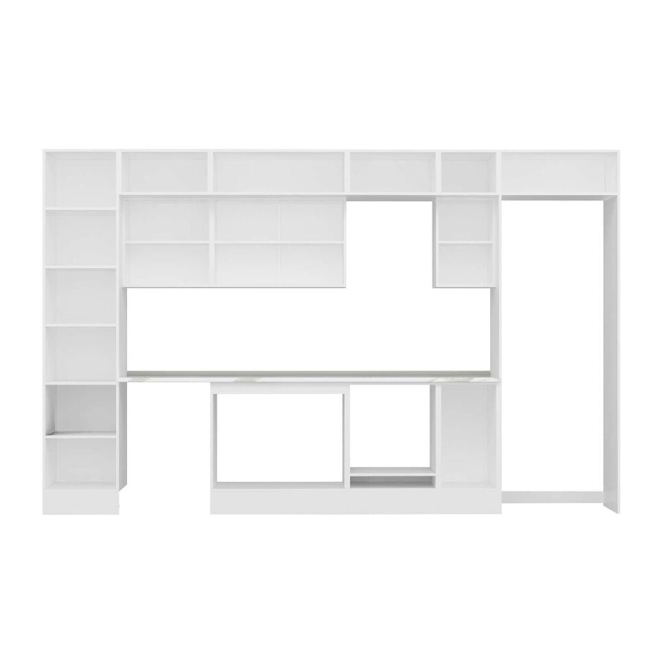 Alvinka 370X240 Cm Klasik Mebran Mutfak Dolabı Mbb-E80B50S40-2 Mebran | Antrasit - Suntalam