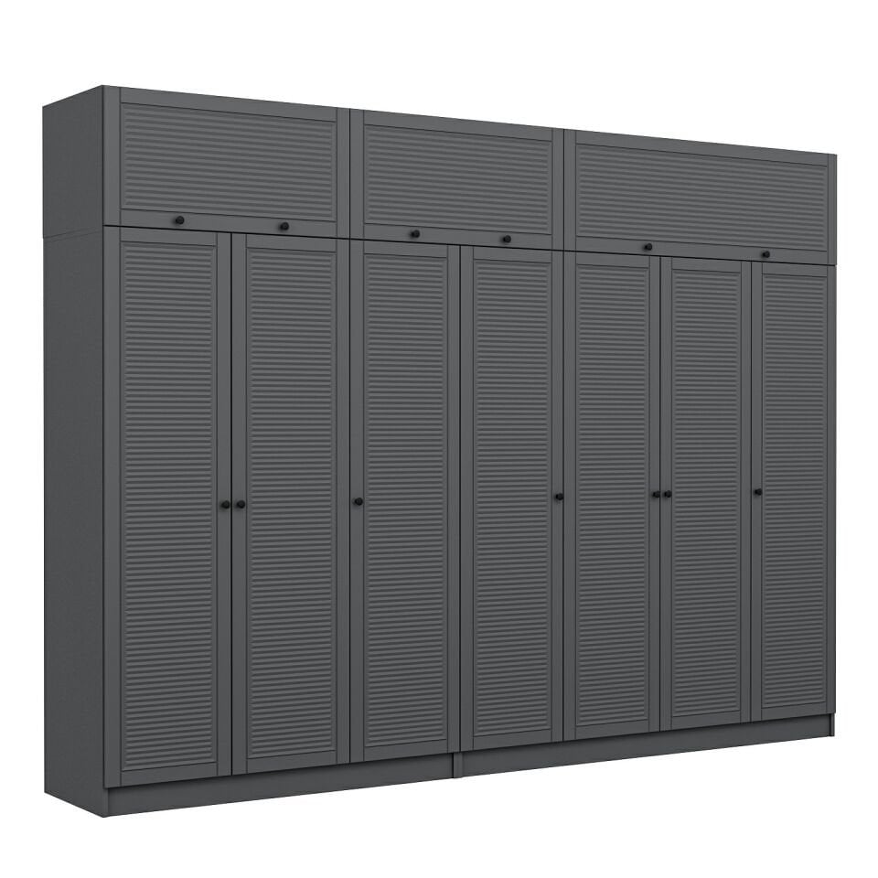 Kale 7 Mebran Panjur Kapaklı 4 Çekmeceli Dolap Ve Yüklük Antrasit