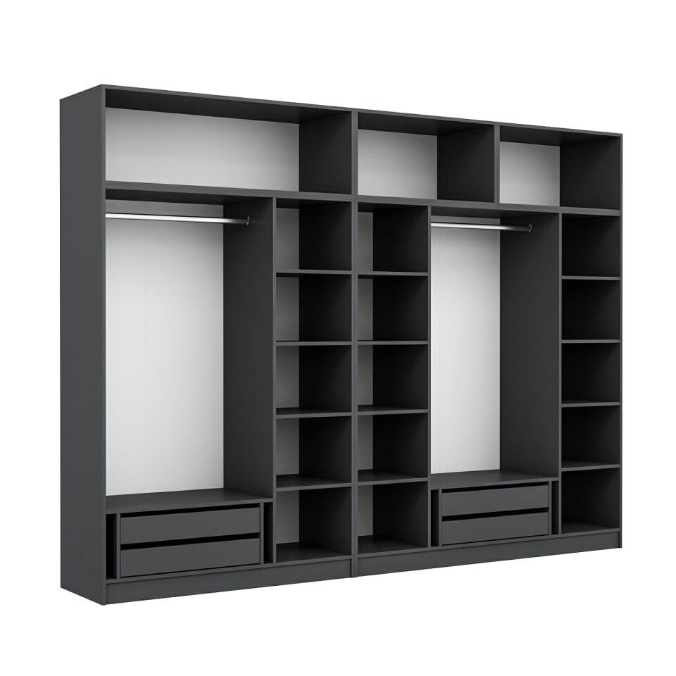 Kale 7 Mebran Panjur Kapaklı 4 Çekmeceli Dolap Ve Yüklük Antrasit