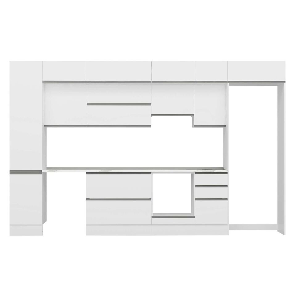 Alvinka 370X240 Cm High Gloss Mutfak Dolabı Mbb-E80B45S45-1 High Gloss | Beyaz - Suntalam