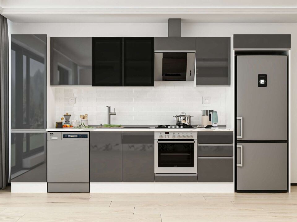 Alvinka 390X222 Cm High Gloss Mutfak Dolabı Mbb-E90B50S50-3