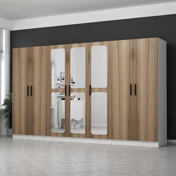 Kale 7 Kapaklı Aynalı 2Ç Dolap - Dore