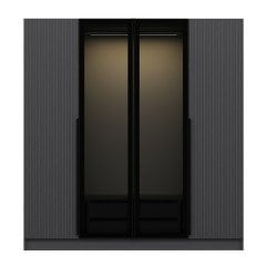 Kale Plus 4 Mebran Kapaklı 2Ç Dolap Antrasit Mebran Füme Cam 210CM