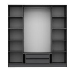 Kale Plus 4 Mebran Kapaklı 2Ç Dolap Antrasit Mebran Füme Cam 210CM