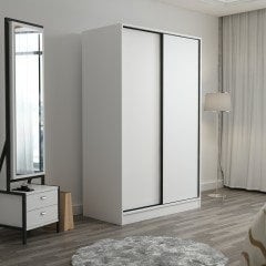 Minar Kale 2 Kapaklı Sürgülü Dolap 120 Cm - Beyaz