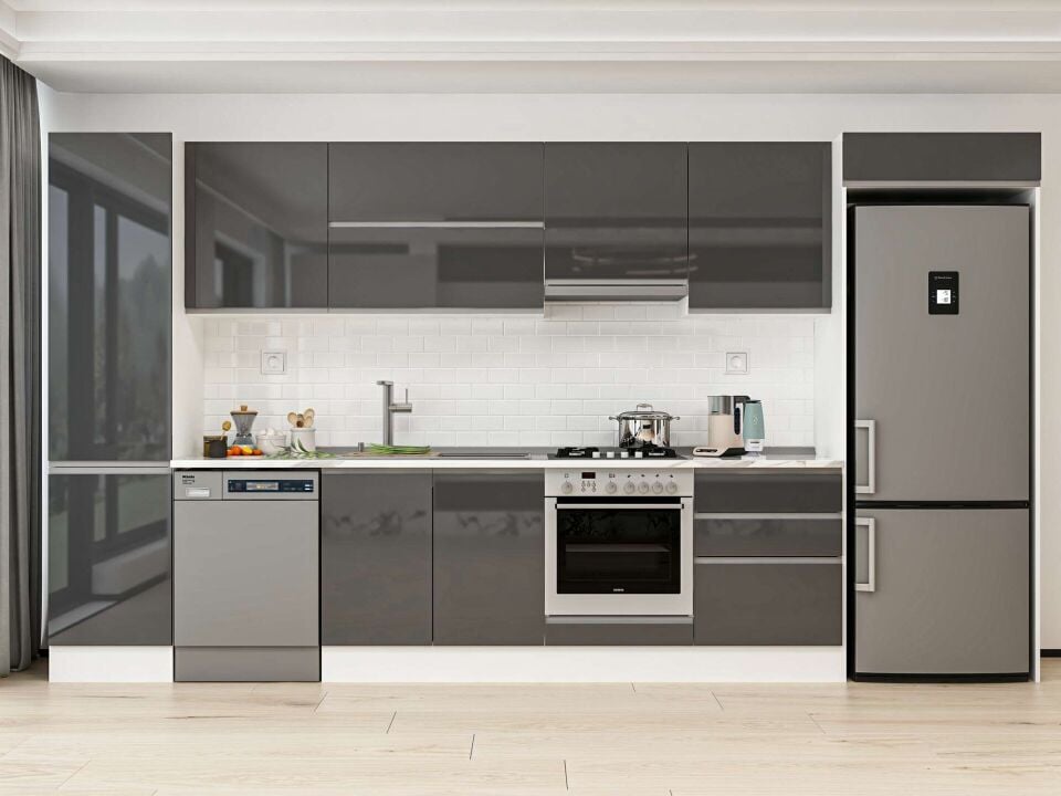 Alvinka 400X222 Cm High Gloss Mutfak Dolabı Mbb-E90B50S60-1