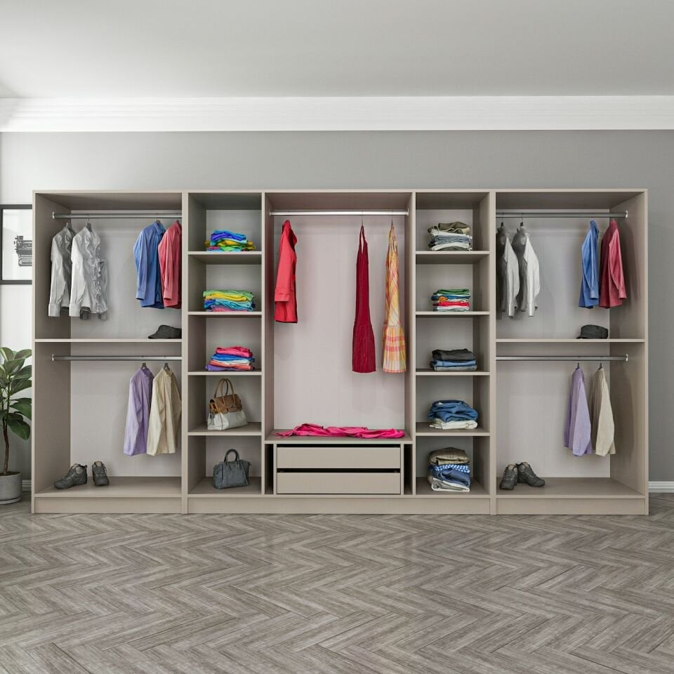 Kale 8 Bölmeli 2 Çekmeceli Giyinme Dolabı Kumtaşı