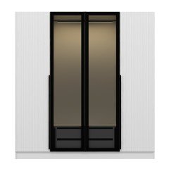 Kale Plus 4 Mebran Kapaklı 2Ç Dolap Beyaz Mebran Füme Cam 210CM