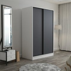 Minar Kale 2 Kapaklı Sürgülü Dolap 120 Cm - Beyaz/Antrasit 210CM