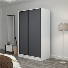 Minar Kale 2 Kapaklı Sürgülü Dolap 120 Cm - Beyaz/Antrasit 210CM