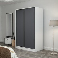 Minar Kale 2 Kapaklı Sürgülü Dolap 120 Cm - Beyaz/Antrasit 210CM
