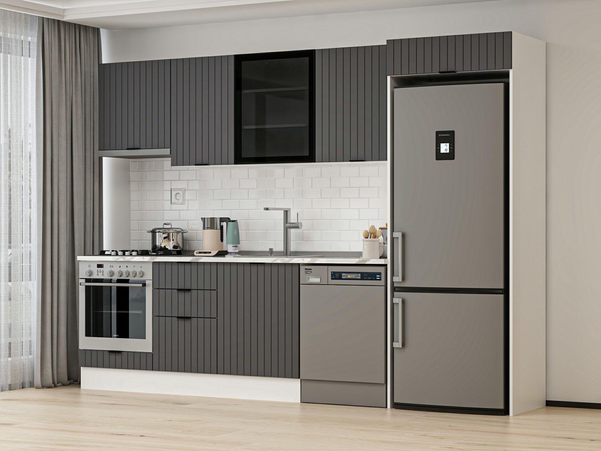 Alvinka 310X220 Cm Mbr_B Mutfak Dolabı Antrasit - Mdf