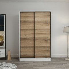 Minar Kale 2 Kapaklı Sürgülü Dolap 120 Cm - Beyaz/Dore 210CM