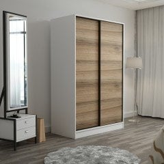 Minar Kale 2 Kapaklı Sürgülü Dolap 120 Cm - Beyaz/Dore