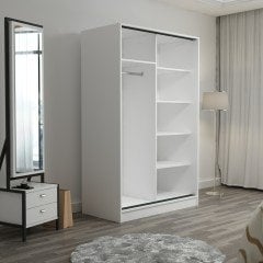 Minar Kale 2 Kapaklı Sürgülü Dolap 120 Cm - Beyaz/Dore 210CM