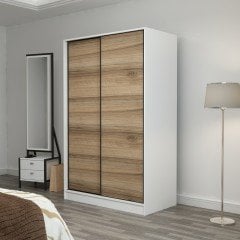 Minar Kale 2 Kapaklı Sürgülü Dolap 120 Cm - Beyaz/Dore 210CM