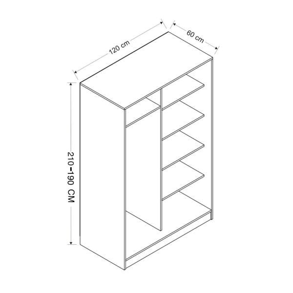 Minar Kale 2 Kapaklı Sürgülü Dolap 120 Cm - Beyaz/Dore 210CM