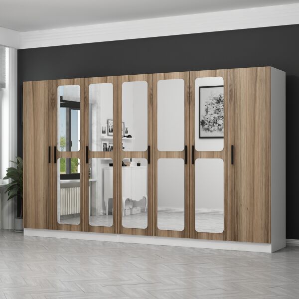 Kale 7 Kapaklı Aynalı 4Ç Dolap - Dore