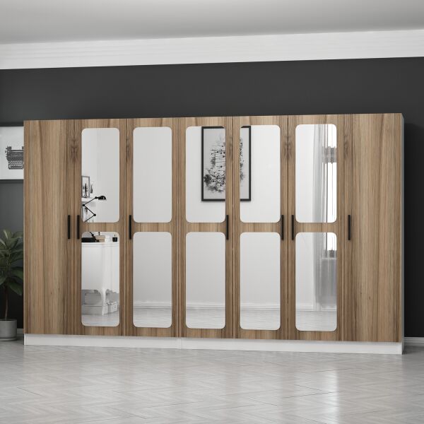 Kale 7 Kapaklı Aynalı 4Ç Dolap - Dore