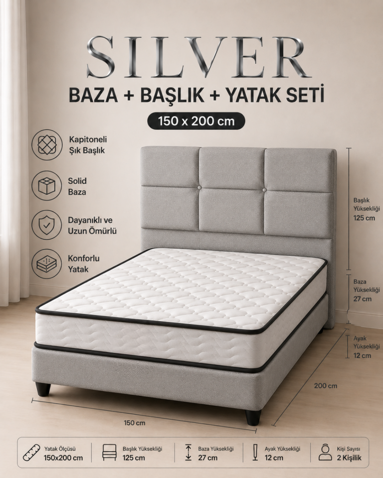 Silver Baza Başlık Yatak Seti