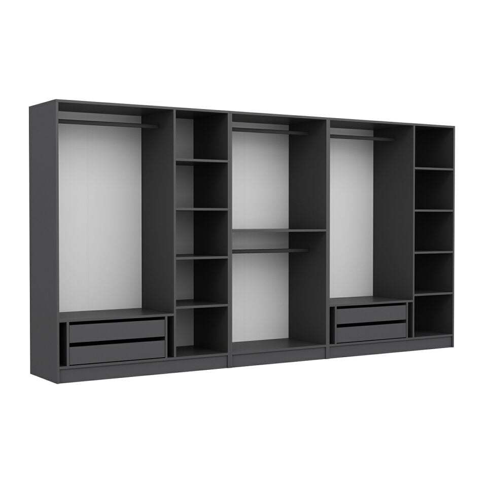 Kale 8 Kapaklı 4 Çekmeceli Dolap Antrasit Dore