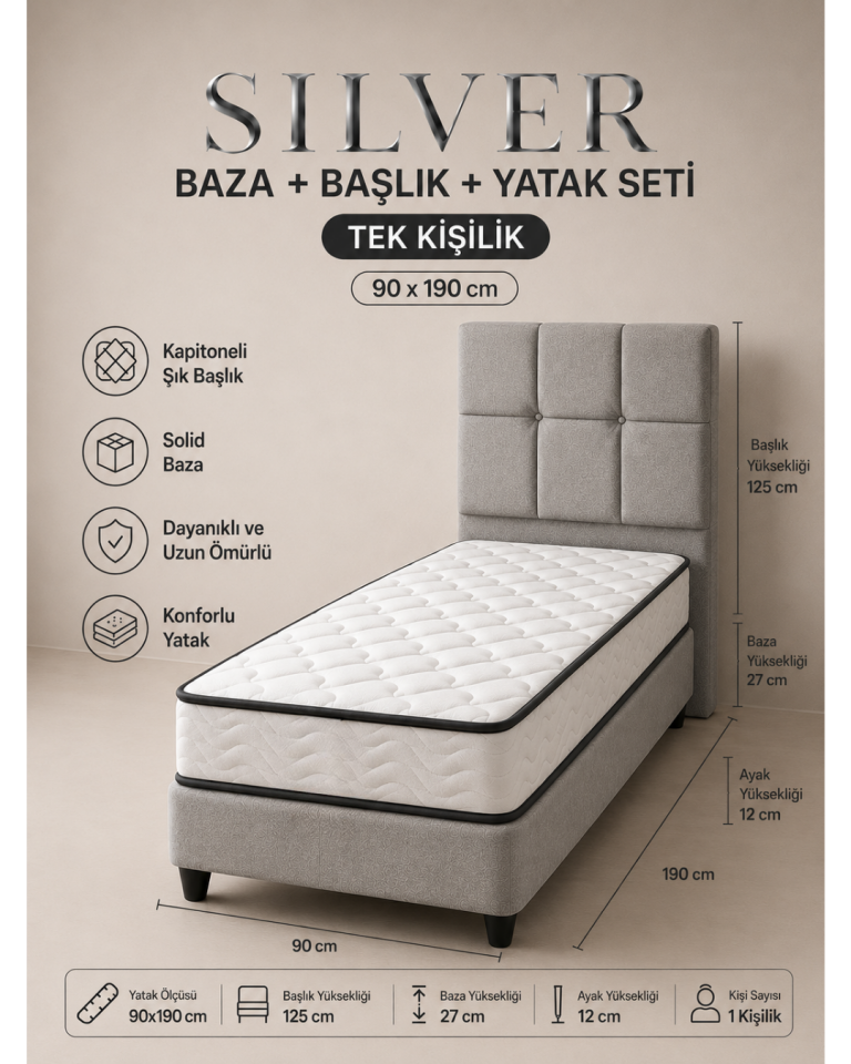 Silver Baza Başlık Yatak Seti