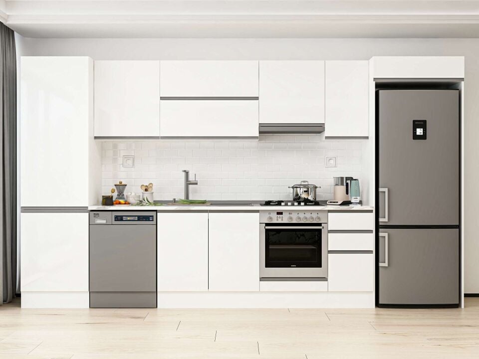 Alvinka 390X222 Cm High Gloss Mutfak Dolabı Mbb-E90B60S40-1