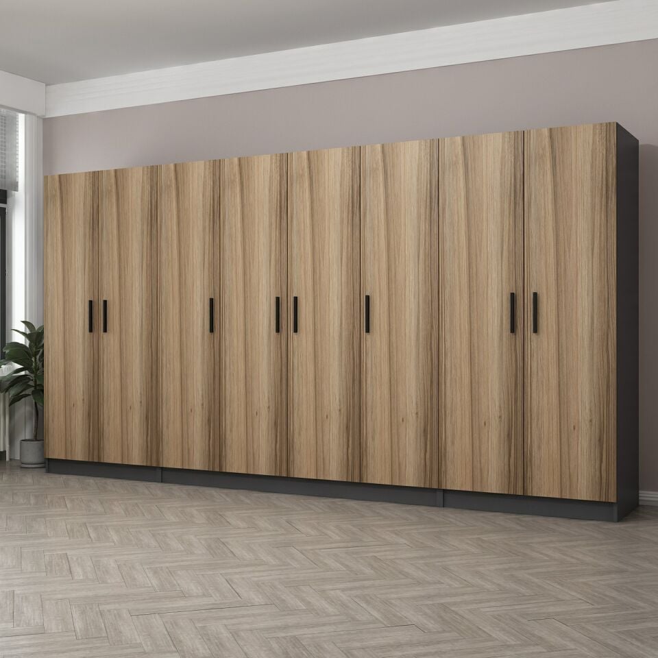 Kale 8 Kapaklı 4 Çekmeceli Dolap Antrasit Dore