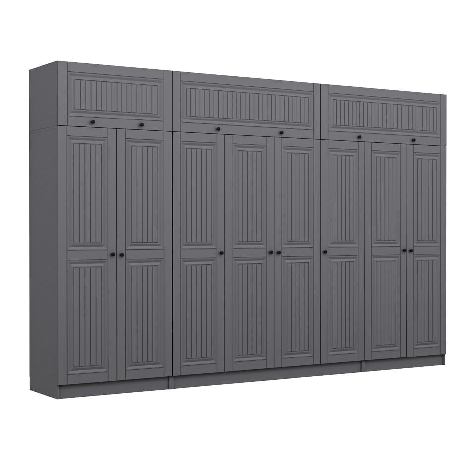 Kale 8 Kapaklı 2 İç Çekmeceli Dolap Ve Yüklük Antrasit Mebran İlkbahar