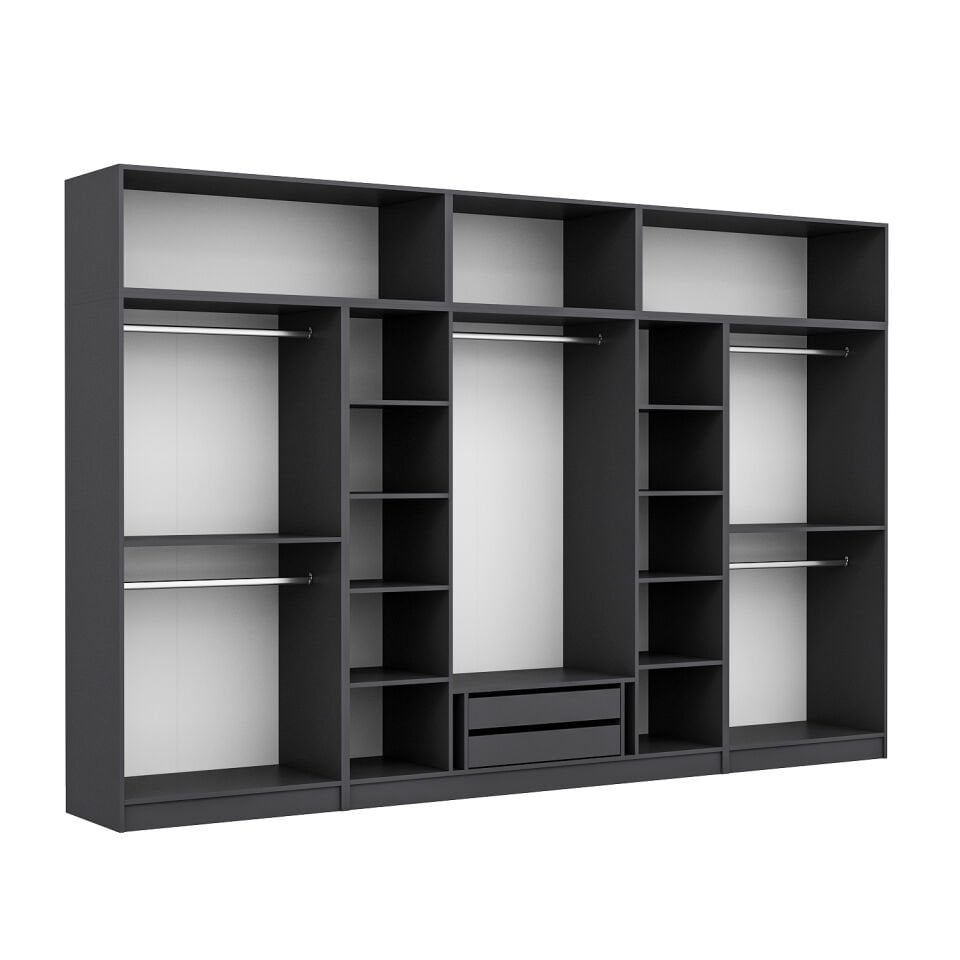 Kale 8 Kapaklı 2 İç Çekmeceli Dolap Ve Yüklük Antrasit Mebran İlkbahar