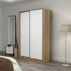 Minar Kale 2 Kapaklı Sürgülü Dolap 120 Cm - Dore/Beyaz 190CM