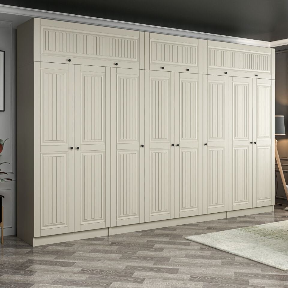 Kale 8 Kapaklı 2 İç Çekmeceli Dolap Ve Yüklük Kumtaşı Mebran İlkbahar