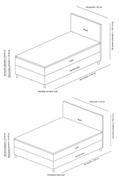 Safir Bazalı Karyola - Antrasit