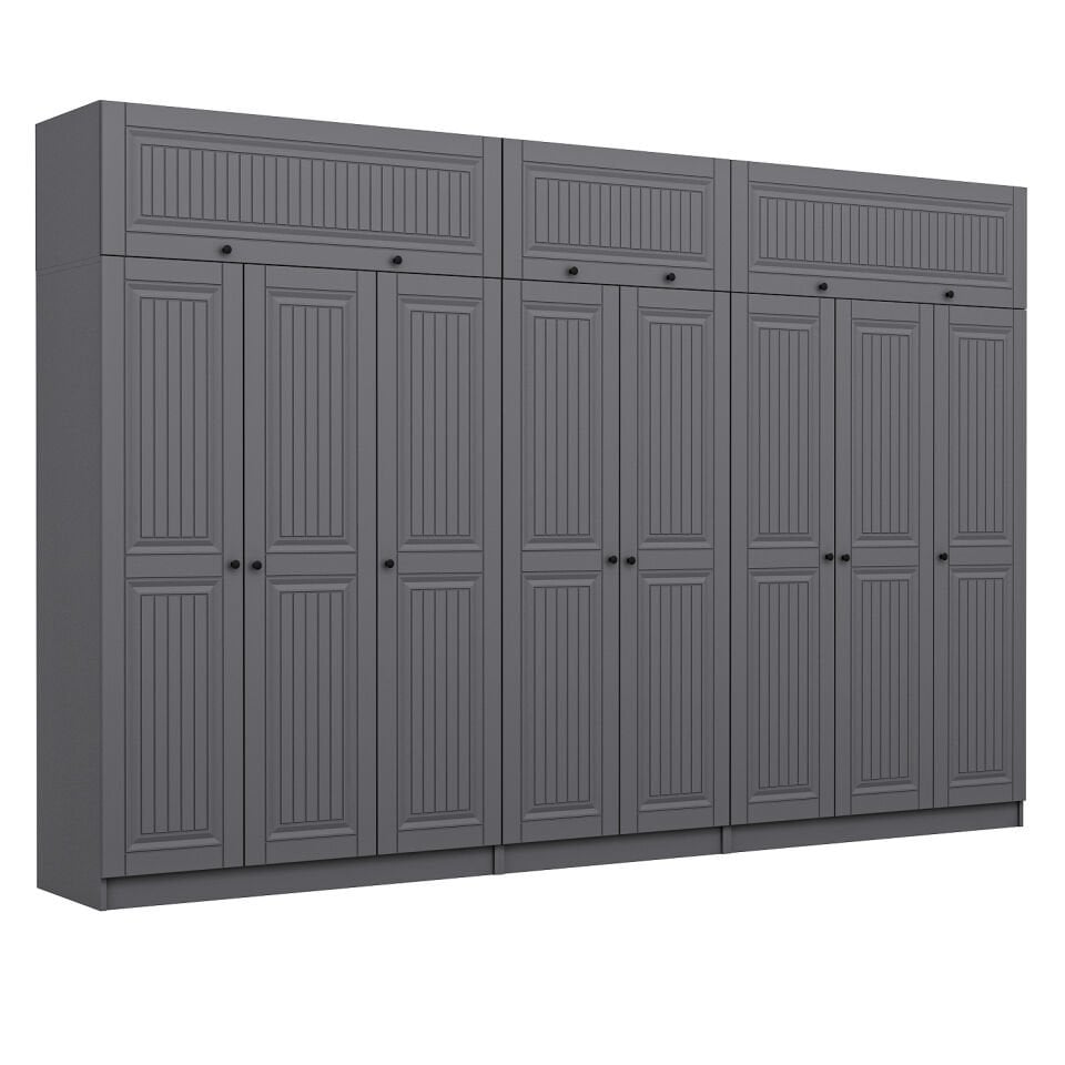 Kale 8 Kapaklı 4 İç Çekmeceli Dolap Ve Yüklük Antrasit Mebran İlkbahar