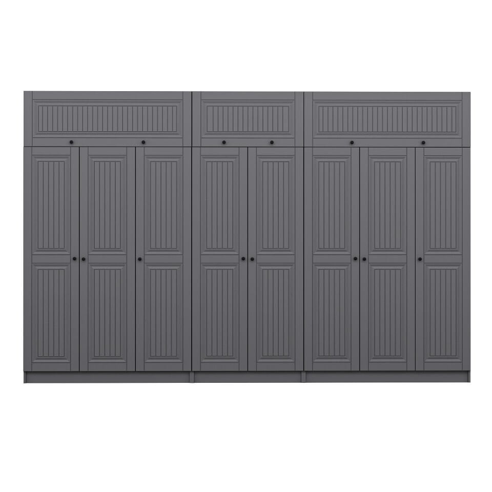 Kale 8 Kapaklı 4 İç Çekmeceli Dolap Ve Yüklük Antrasit Mebran İlkbahar