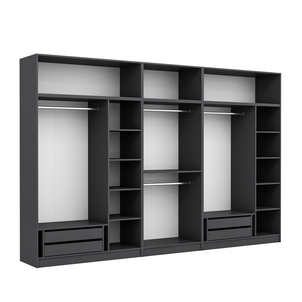 Kale 8 Kapaklı 4 İç Çekmeceli Dolap Ve Yüklük Antrasit Mebran İlkbahar