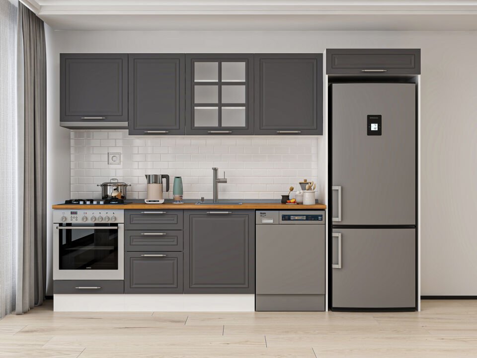 Alvinka 310X220 Cm Mbr_C Mutfak Dolabı Antrasit - Mdf