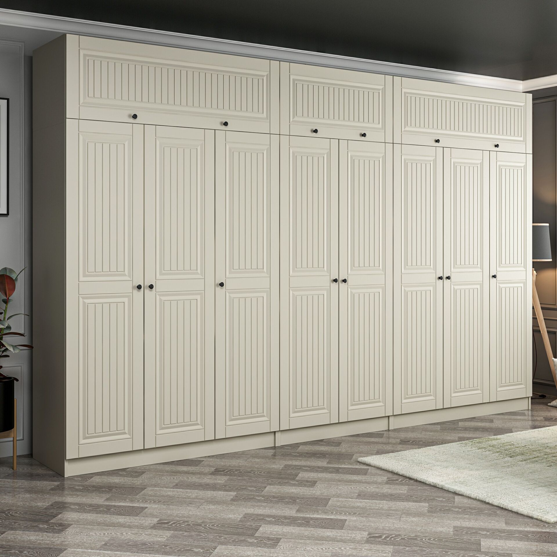 Kale 8 Kapaklı 4 İç Çekmeceli Dolap Ve Yüklük Kumtaşı Mebran İlkbahar