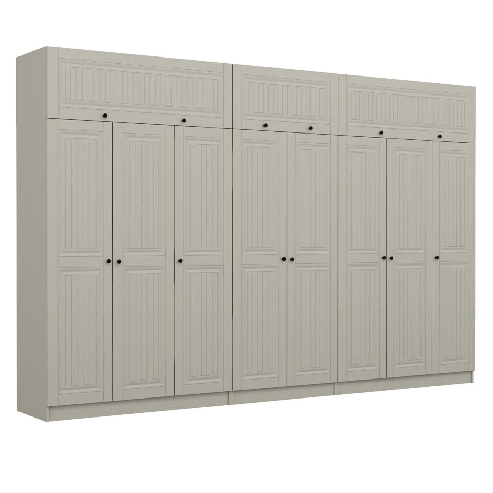 Kale 8 Kapaklı 4 İç Çekmeceli Dolap Ve Yüklük Kumtaşı Mebran İlkbahar 255CM